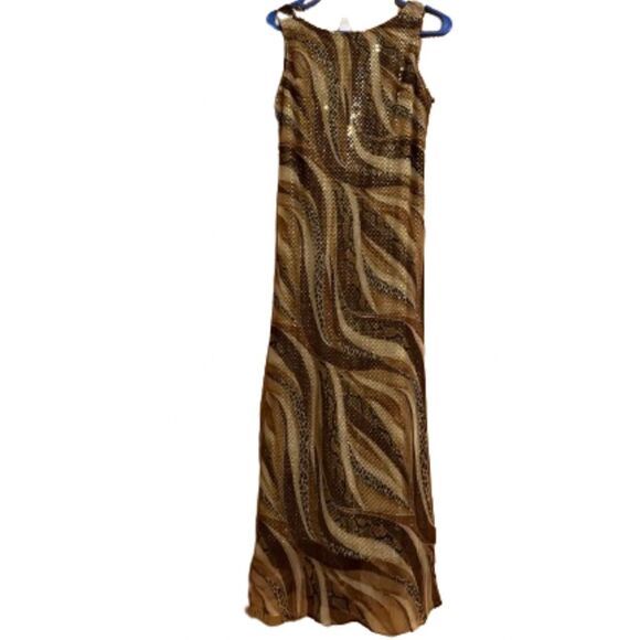 Vintage Jessica Howard Women’s Brown Multi Metallic Evening Maxi Dress Sz-10 - Picture 6 of 6